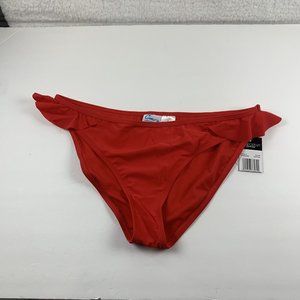 California Waves Ruffled‎ Hipster Bikini Bottom Women's Large Paprika Nylon 6229